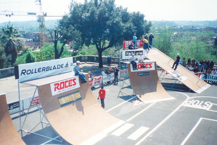Scooter ramps with riders competing, built by SkateFacilities